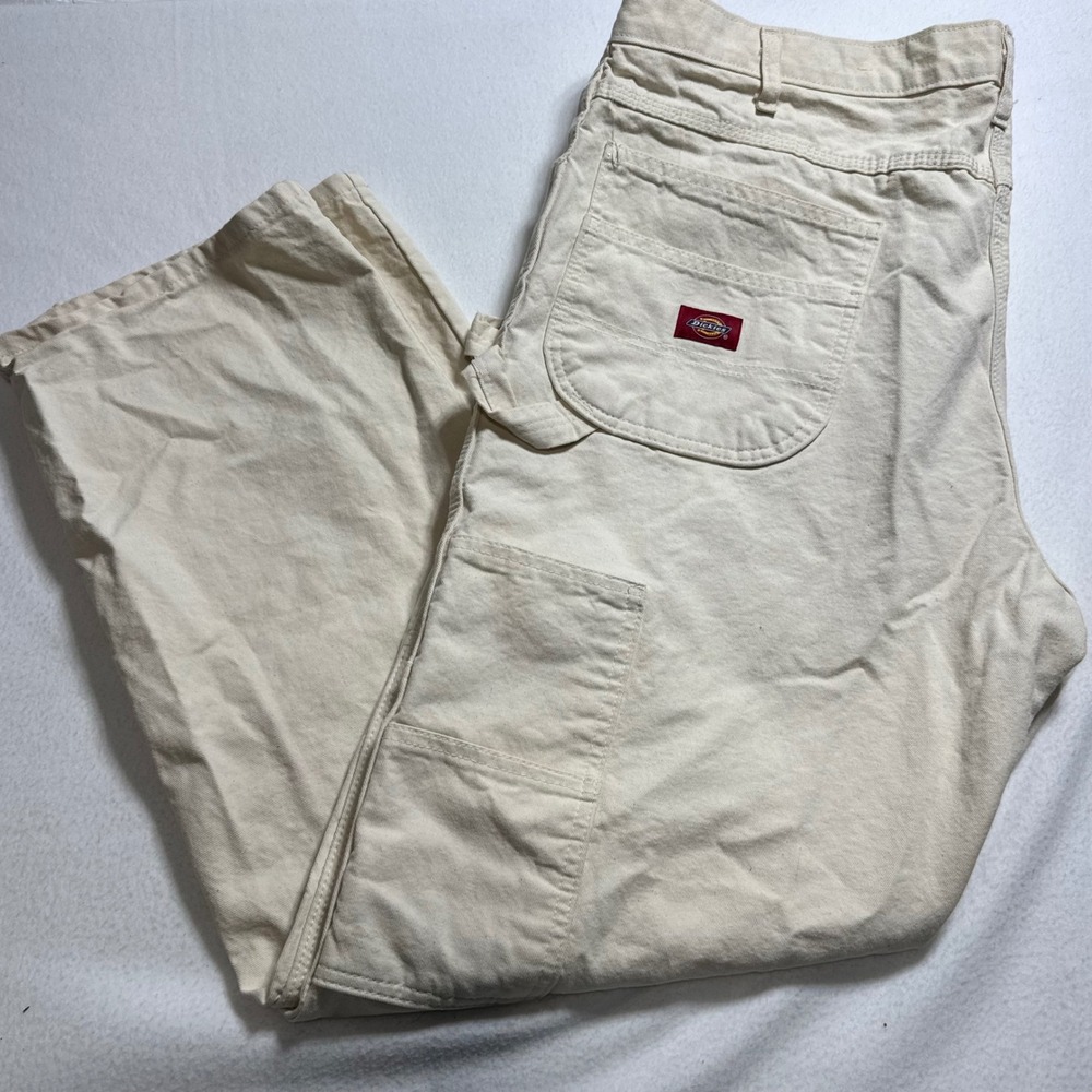 Dickies carpenter pants mens 40x32 cream off-white utility workwear trousers